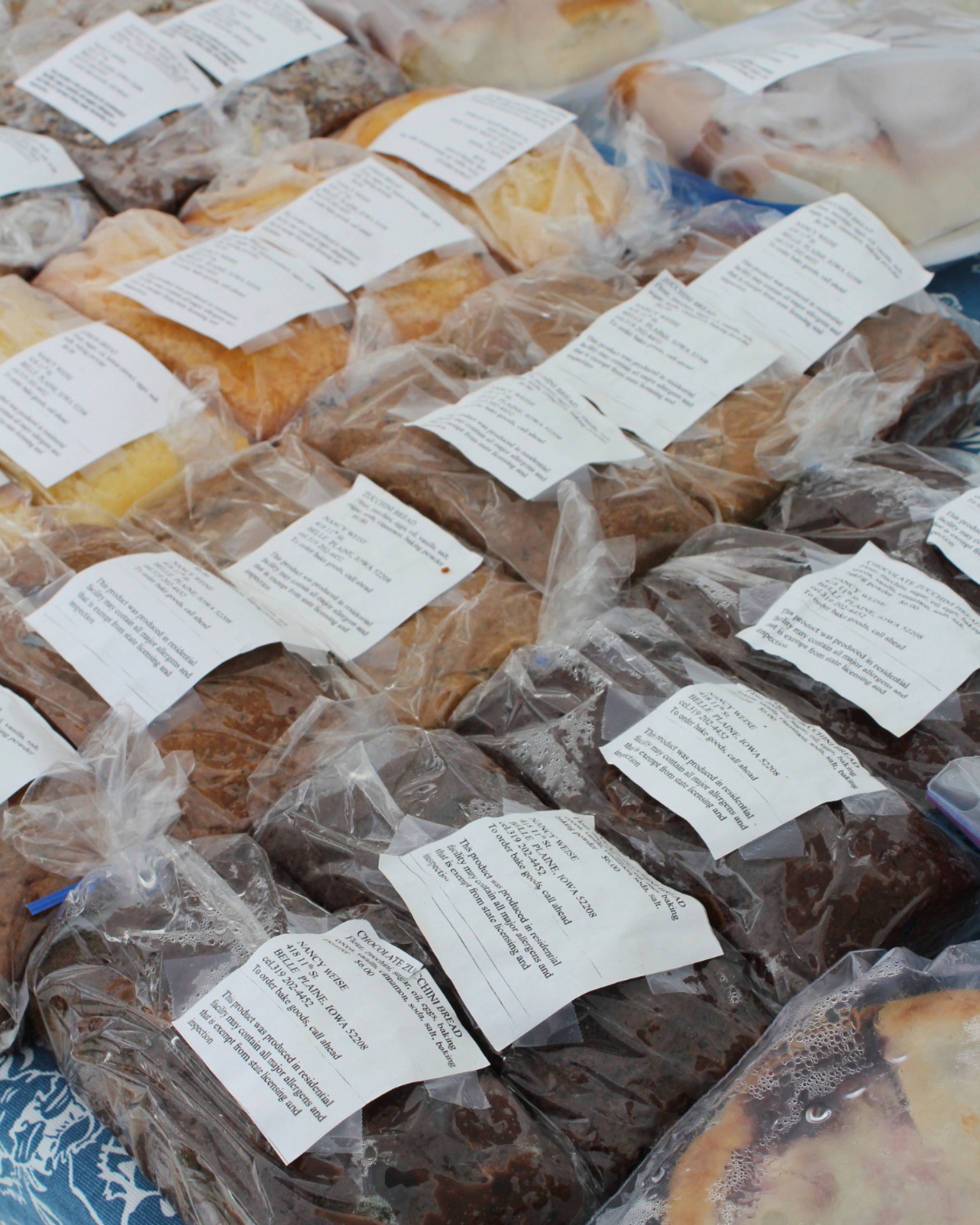 Chocolate bread and other baked goods at Grinnell Farmers Market